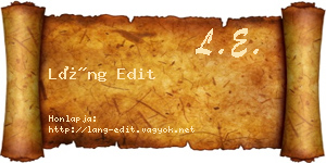 Láng Edit névjegykártya
